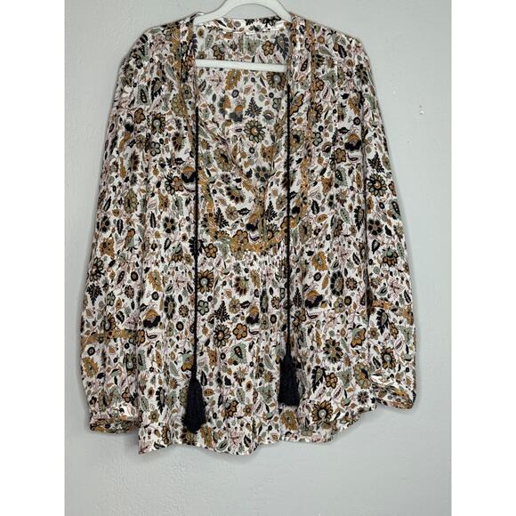 ALC Silk Floral Paisley Long Sleeve Blouse Size 6 - Picture 3 of 9